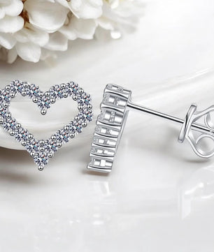 Heart Moissanite Stud Earrings D Color - Ornalux
