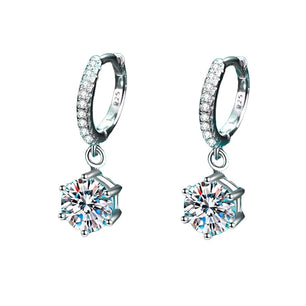 Sparkling White Gold Moissanite Drop Earrings - Ornalux