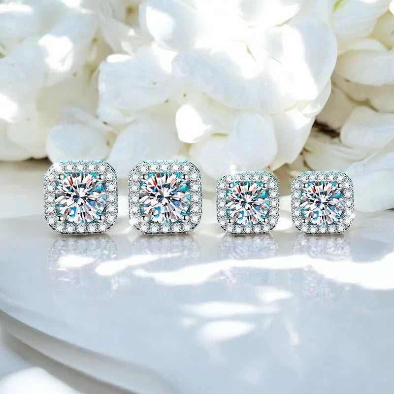 Luxury White Gold 1CT Moissanite Stud Earrings - Ornalux