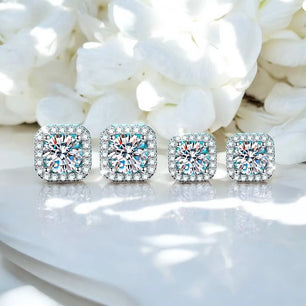 Luxury White Gold 1CT Moissanite Stud Earrings - Ornalux