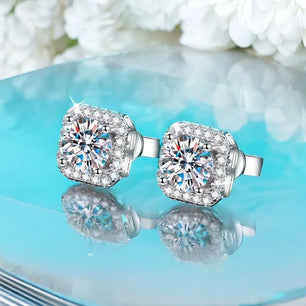 Luxury White Gold 1CT Moissanite Stud Earrings - Ornalux