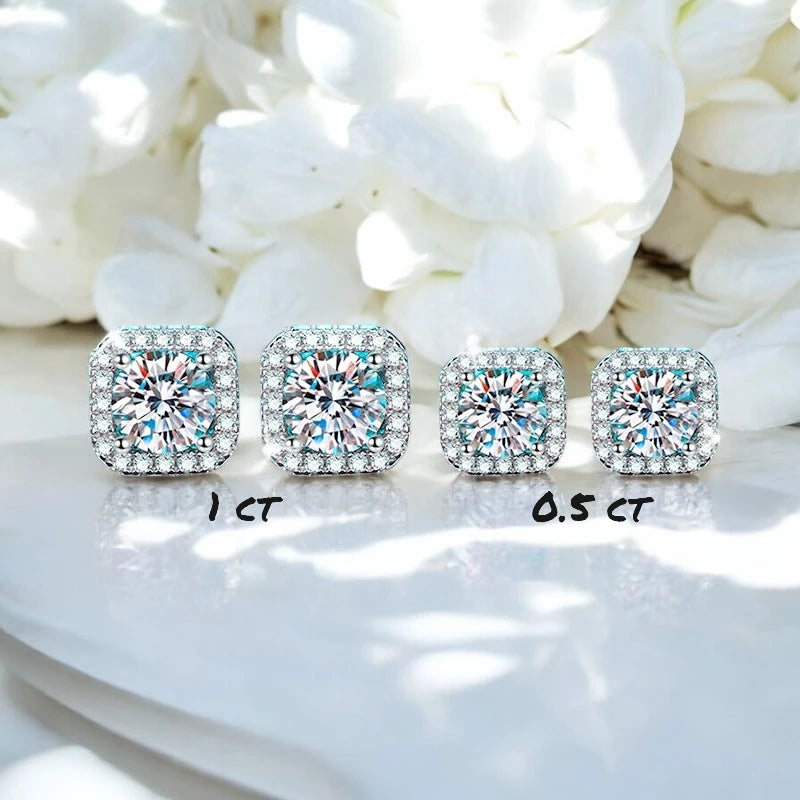 Luxury White Gold 1CT Moissanite Stud Earrings - Ornalux