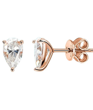 Certified Moissanite Stud Earrings - Pear Cut - Ornalux