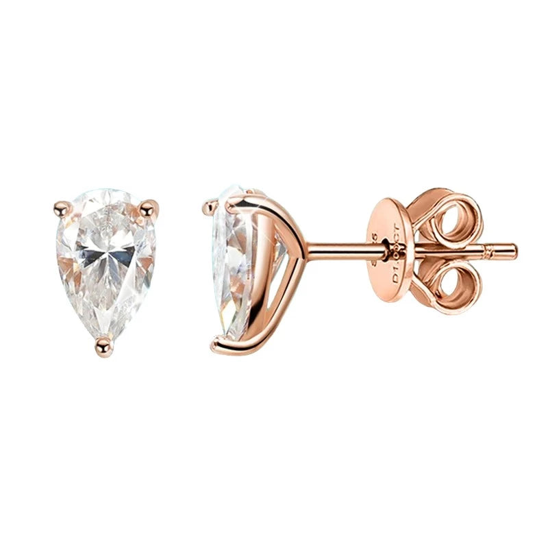 Certified Moissanite Stud Earrings - Pear Cut - Ornalux