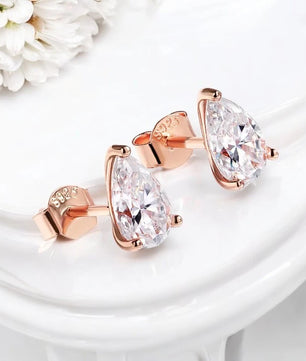 Certified Moissanite Stud Earrings - Pear Cut - Ornalux