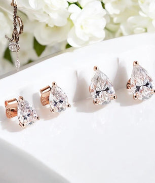 Certified Moissanite Stud Earrings - Pear Cut - Ornalux