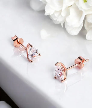 Certified Moissanite Stud Earrings - Pear Cut - Ornalux