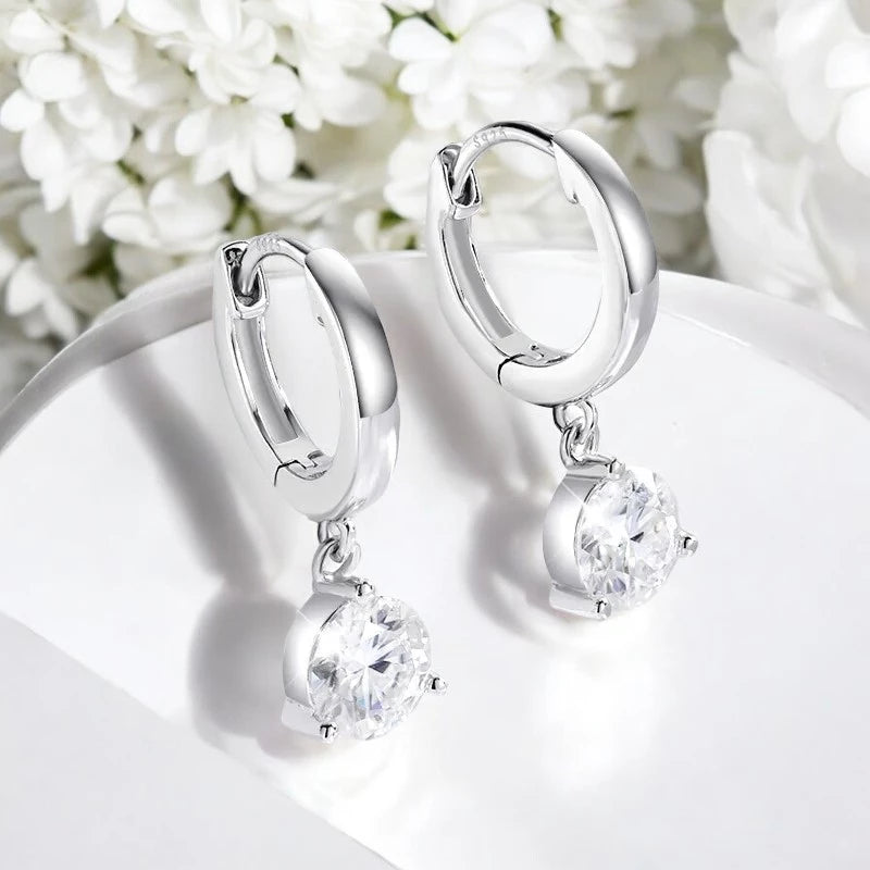 Brilliant Cut Moissanite Drop Earrings - Ornalux