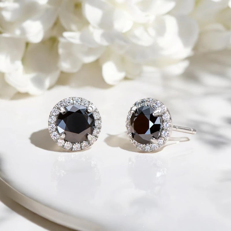 Luxury Black Moissanite Stud Earrings - Ornalux