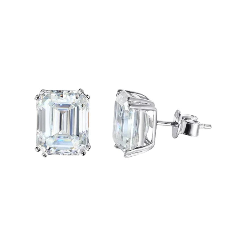 Emerald/Radiant Cut Moissanite Stud Earrings - Ornalux