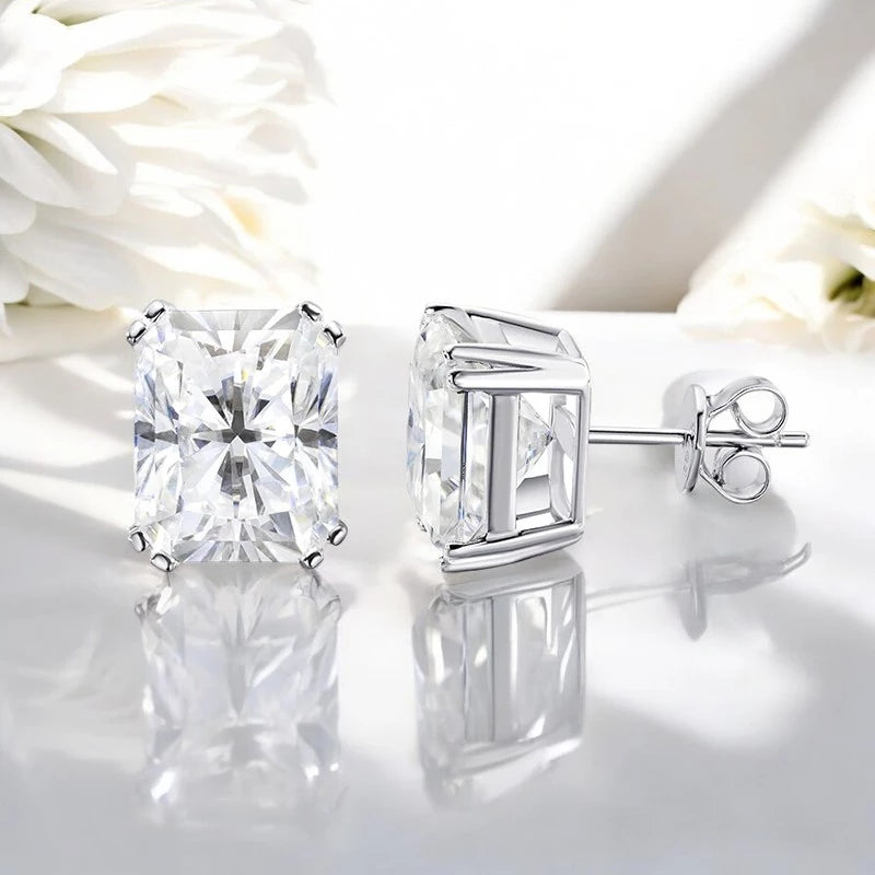 Emerald/Radiant Cut Moissanite Stud Earrings - Ornalux