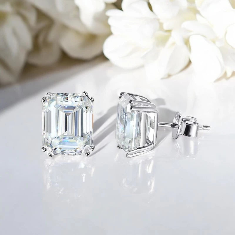 Emerald/Radiant Cut Moissanite Stud Earrings - Ornalux