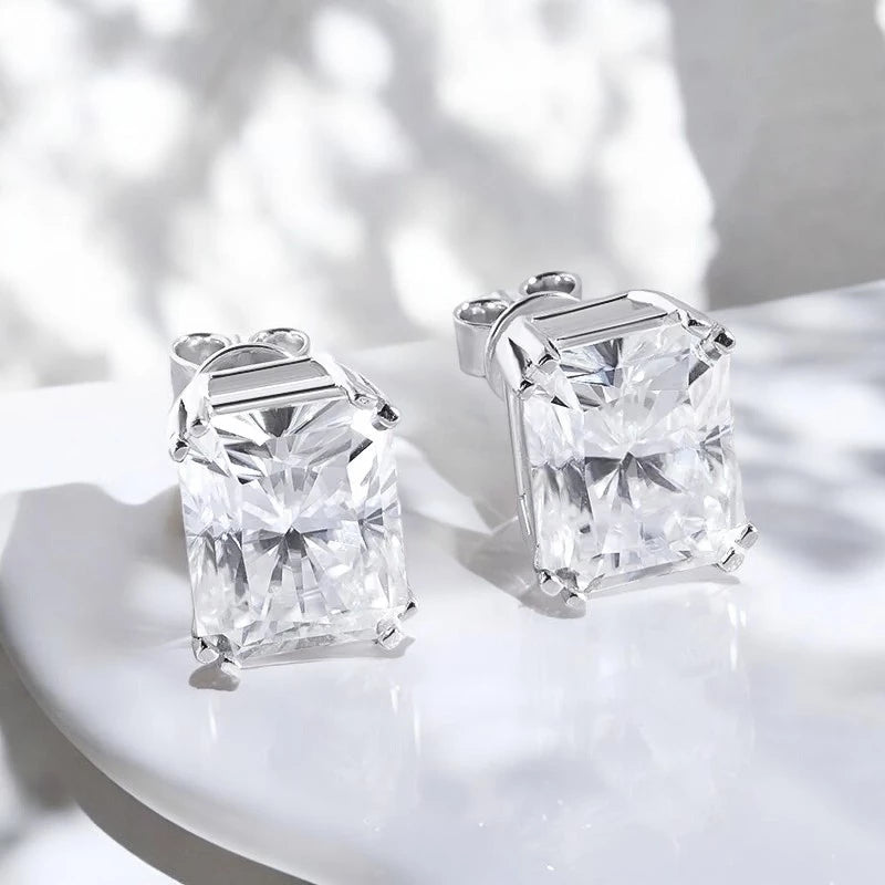 Emerald/Radiant Cut Moissanite Stud Earrings - Ornalux