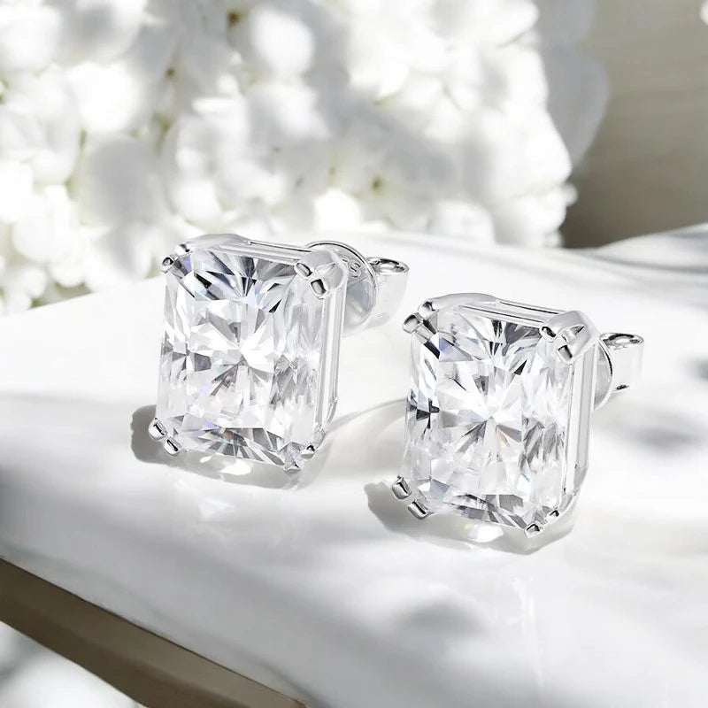 Emerald/Radiant Cut Moissanite Stud Earrings - Ornalux