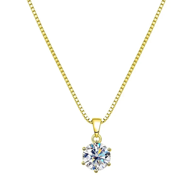 2CT Real Moissanite Pendant Necklace 6 Prong - Ornalux