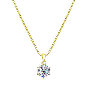 2CT Real Moissanite Pendant Necklace 6 Prong - Ornalux