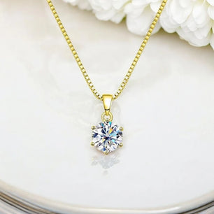 2CT Real Moissanite Pendant Necklace 6 Prong - Ornalux