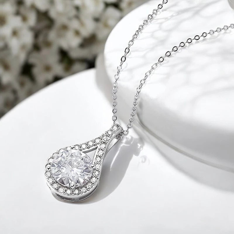 Real Moissanite Water Drop Necklace - Sparkling Birthday Gift - Ornalux