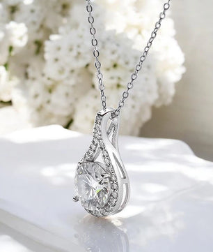 Real Moissanite Water Drop Necklace - Sparkling Gift - Ornalux