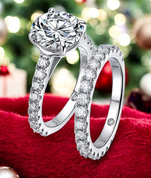 Luxury 4.15Cttw Moissanite Wedding Diamond Ring Set - Ornalux