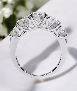 Sparkling 3.6CT Moissanite Ring 5-Stone Wedding Band - Ornalux
