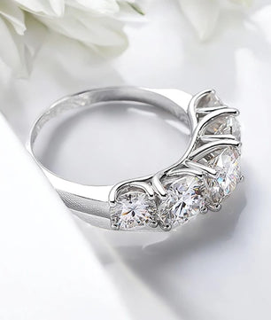 Sparkling 3.6CT Moissanite Ring 5-Stone Wedding Band - Ornalux