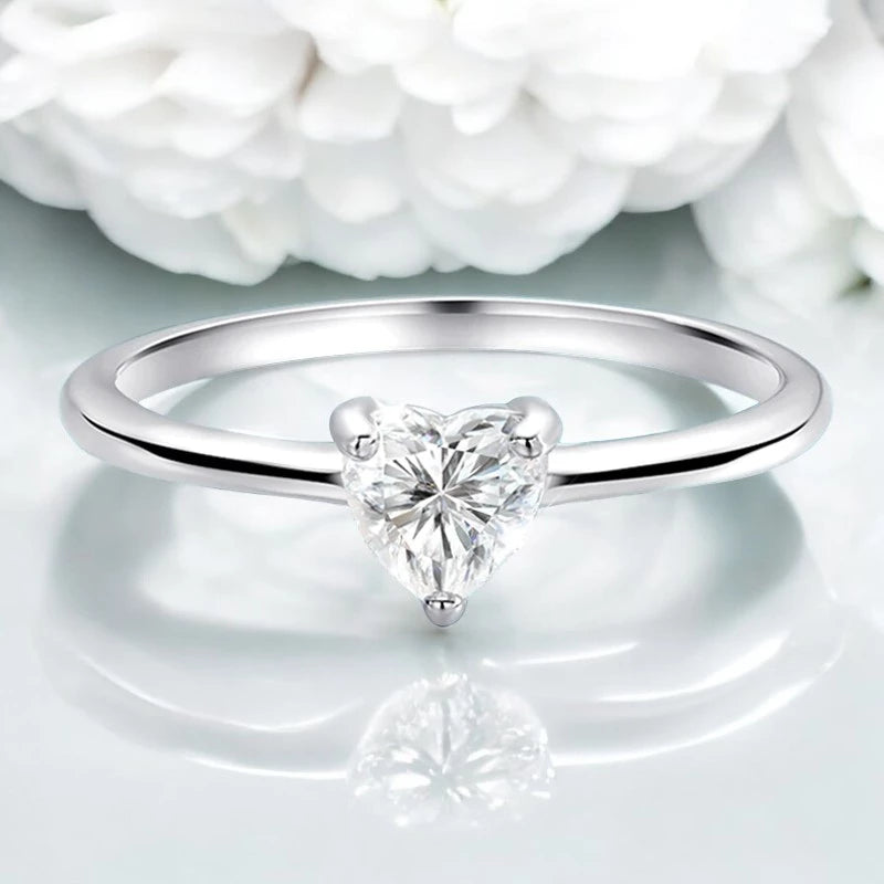 White Gold Heart Cut Moissanite Ring - Ornalux