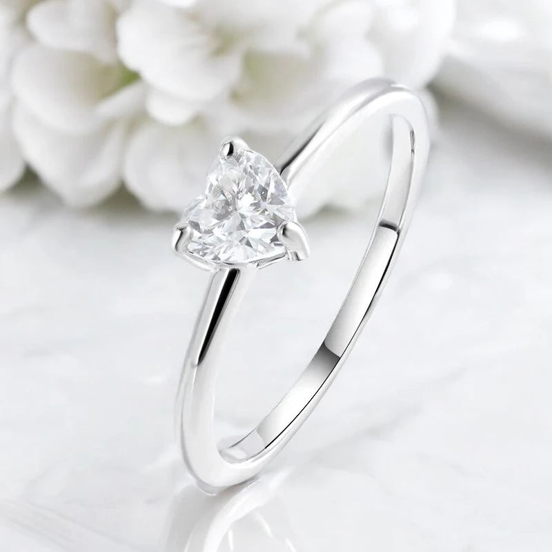 White Gold Heart Cut Moissanite Ring - Ornalux