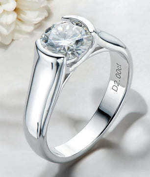 2Ct Moissanite Diamond Solitaire Ring - Ornalux