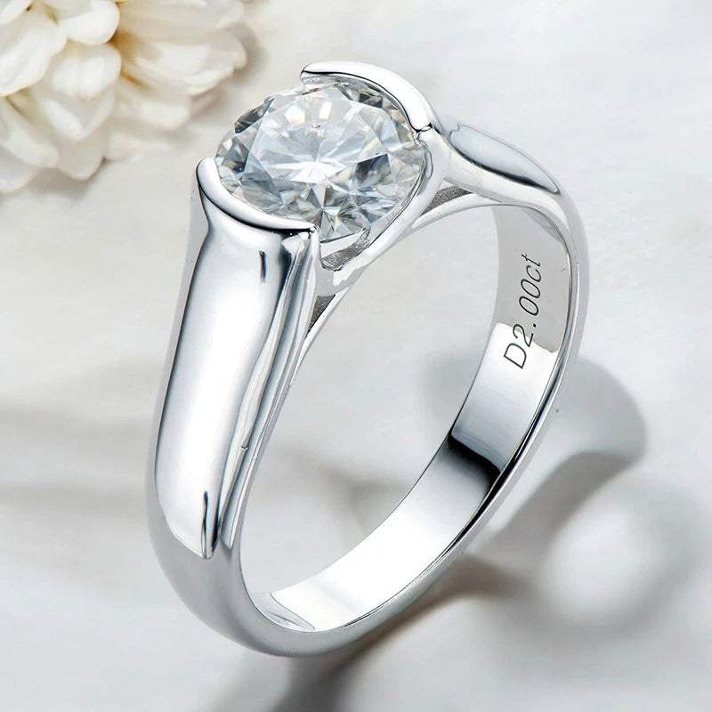 2Ct Moissanite Diamond Solitaire Ring - Ornalux