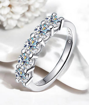 1.5CT Moissanite Diamond Wedding Band Ring - 5 stones - Ornalux