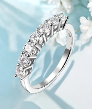 Moissanite Ring 7 Stones Matching Wedding Diamonds - Ornalux