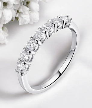 Moissanite Ring 7 Stones Matching Wedding Diamonds - Ornalux