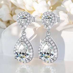 4.17Cttw Moissanite Drop Earrings Pear Cut - Ornalux