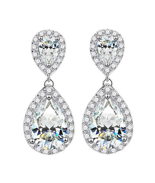 4.17Cttw Pear Cut Moissanite Drop Earrings - Ornalux