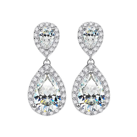 4.17Cttw Moissanite Drop Earrings Pear Cut - Ornalux