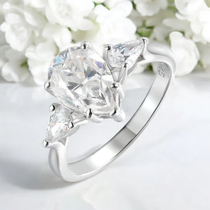 2CT Pear Cut Flawless Moissanite Ring - Ornalux