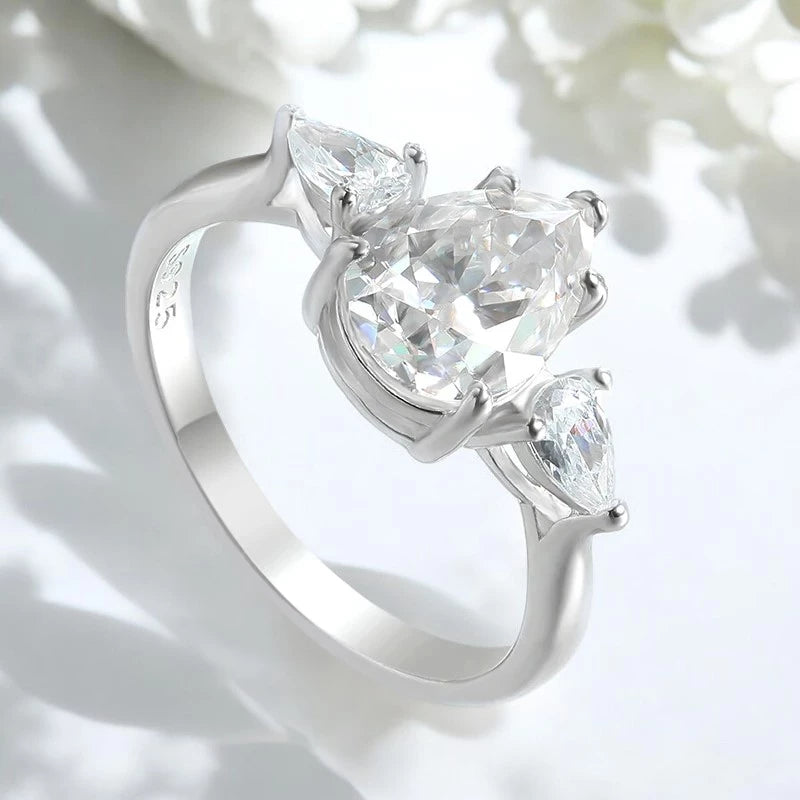 2CT Pear Cut Flawless Moissanite Ring - Ornalux