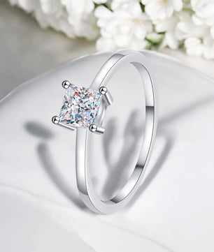 Princess Cut Moissanite Solitaire Ring - 4.5mm - Ornalux