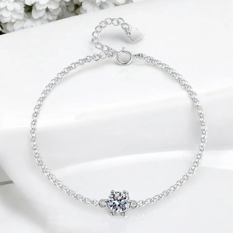 1CT Moissanite Bracelet - Adjustable Chain - Ornalux