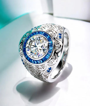 Vintage Men's Moissanite Engagement Ring - Ornalux