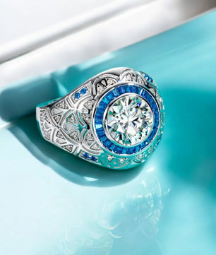 Vintage Men's Moissanite Engagement Ring - Ornalux