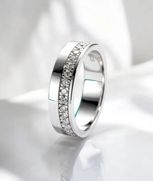D Color Moissanite Wedding Band Rings for Men - Ornalux
