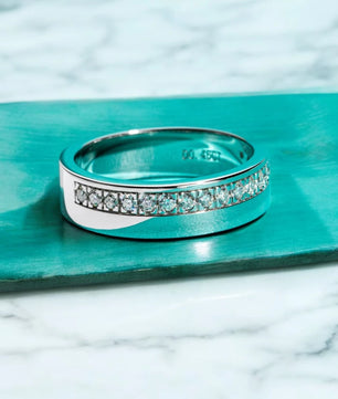 D Color Moissanite Wedding Band Rings for Men - Ornalux