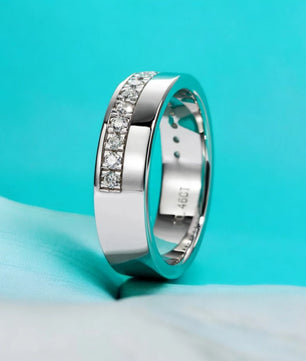 D Color Moissanite Wedding Band Rings for Men - Ornalux