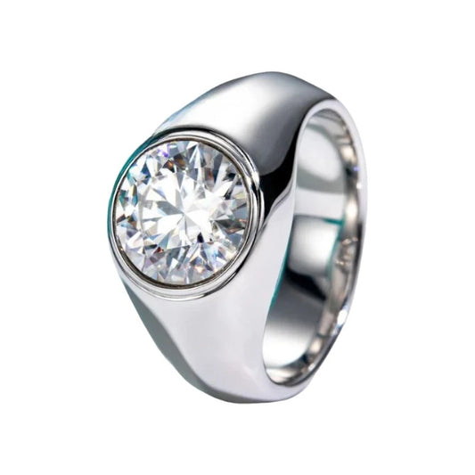 4ct D Color Moissanite Men's Bezel Ring - Ornalux