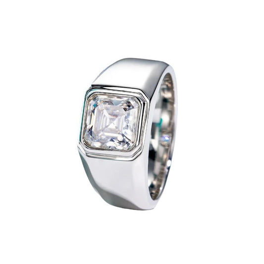 Luxury 3ct Asscher Cut Moissanite Men's Ring - Ornalux