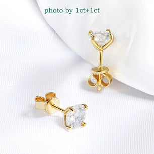 Sterling Silver Moissanite Stud Earrings - 18k Gold Plated - Ornalux