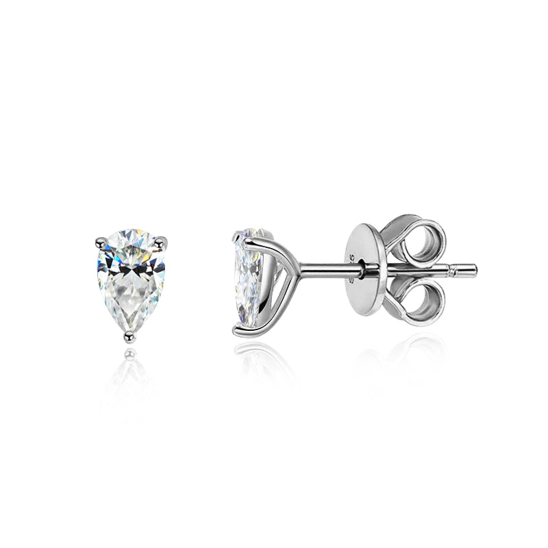 Certified Moissanite Stud Earrings - 925 Silver & 18k Gold - Ornalux