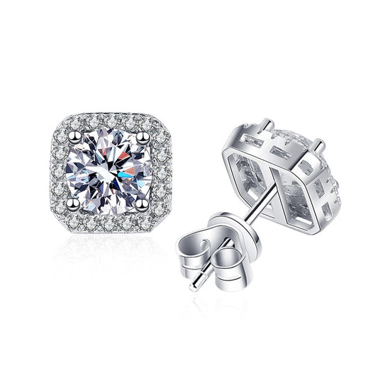 Luxury White Gold 1CT Moissanite Stud Earrings - Ornalux